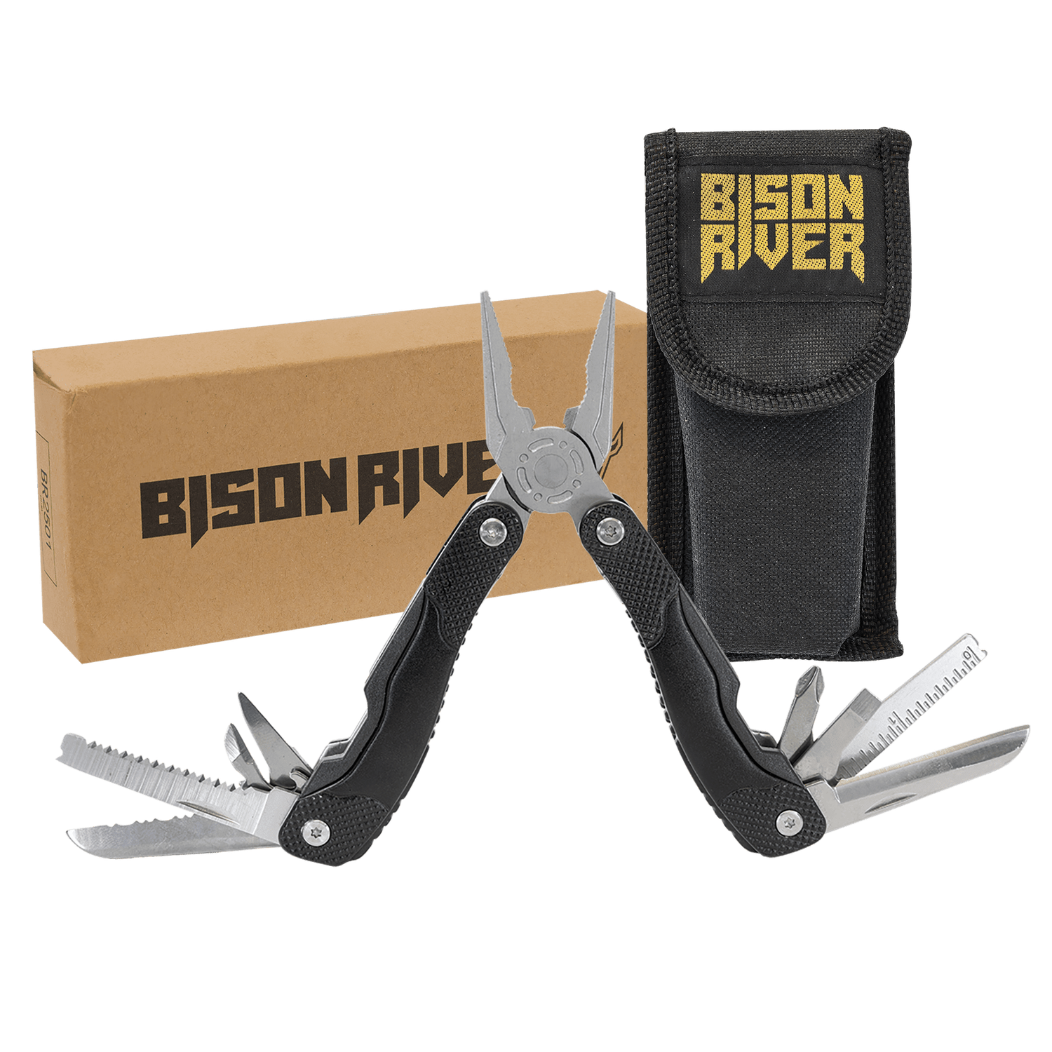 Bison River Black Anodized Aluminum 13 Function Multi Tool with Nylon Sheath
