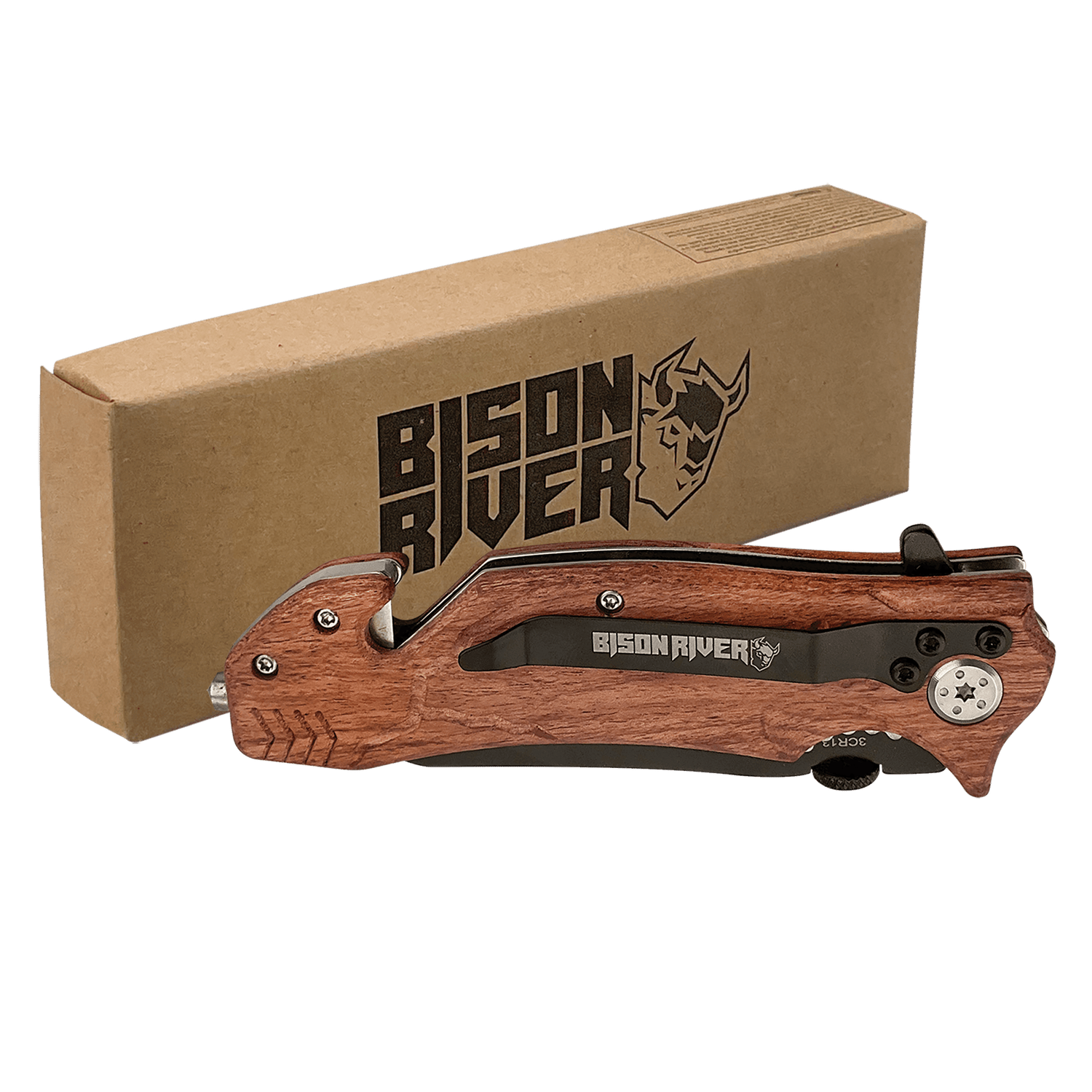 Bison River Wood Handle Rescue Knife