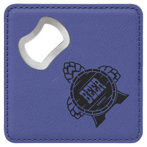 Purple Leatherette Coaster with Bottle Opener