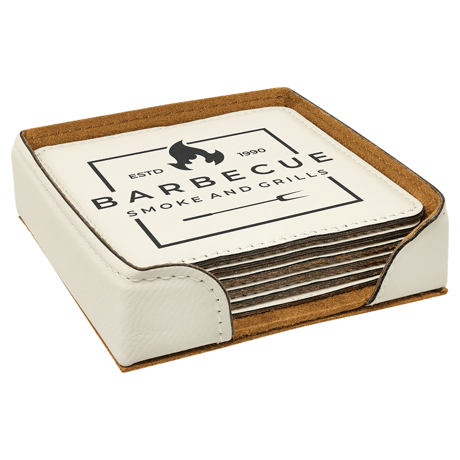 Purple Leatherette Square 6-Coaster Set