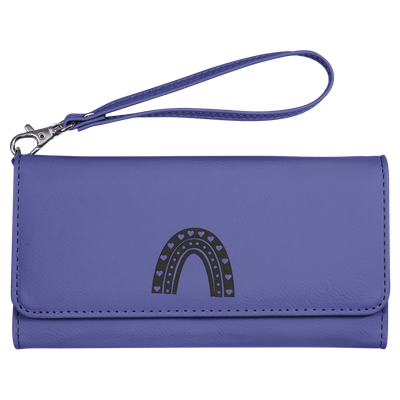 Purple Leatherette Wallet with Strap