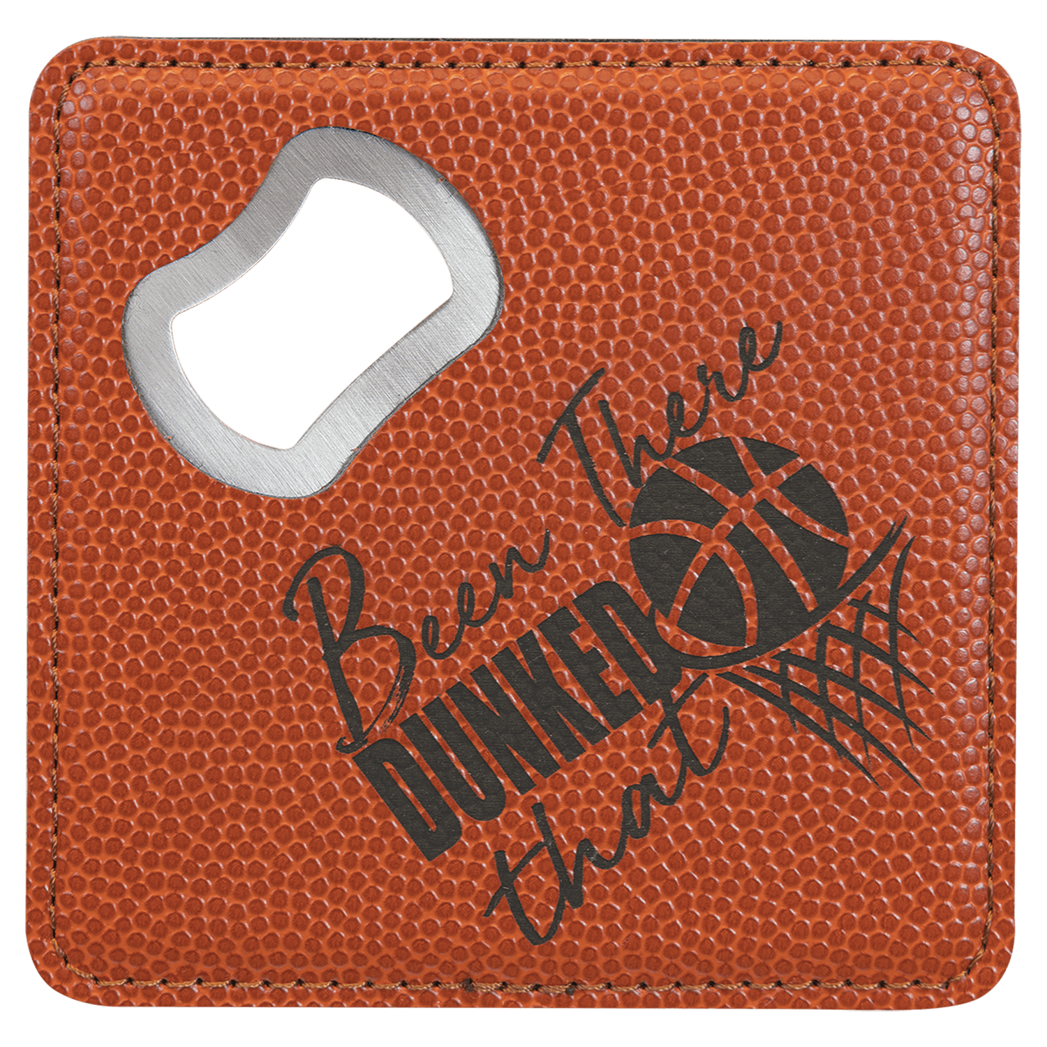 Basketball Leatherette Coaster with Opener