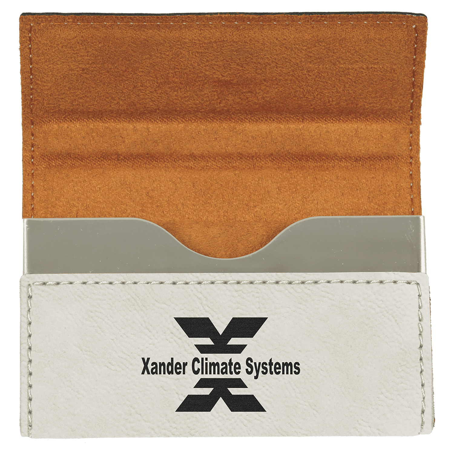 White Leatherette Hard Business Card Case with Magnetic Closure