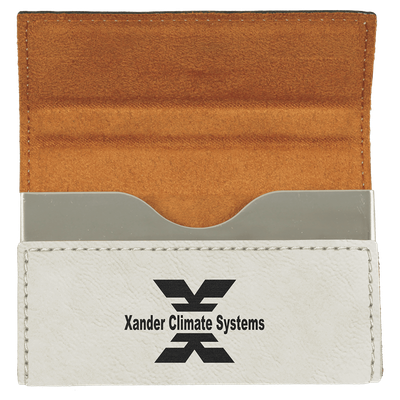 White Leatherette Hard Business Card Case with Magnetic Closure