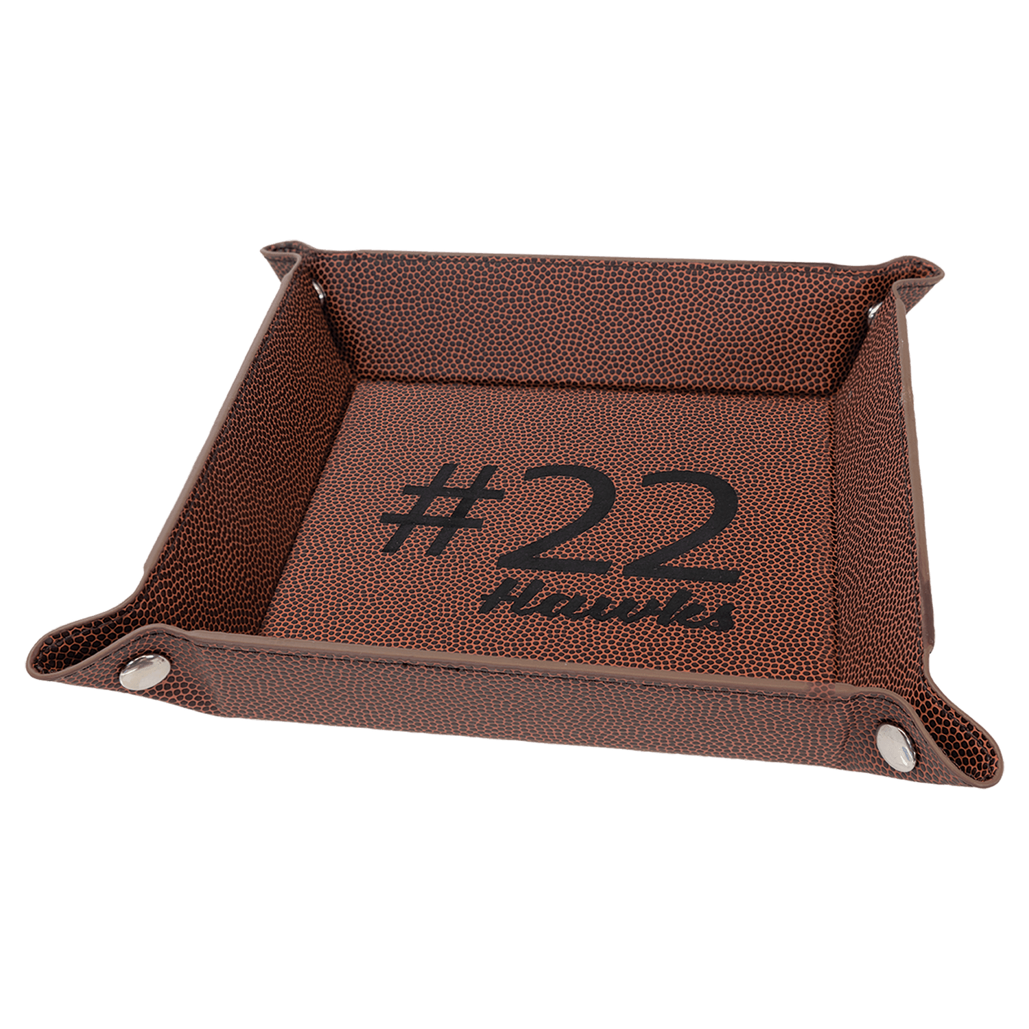 Football Leatherette Snap up Tray with Silver Snaps