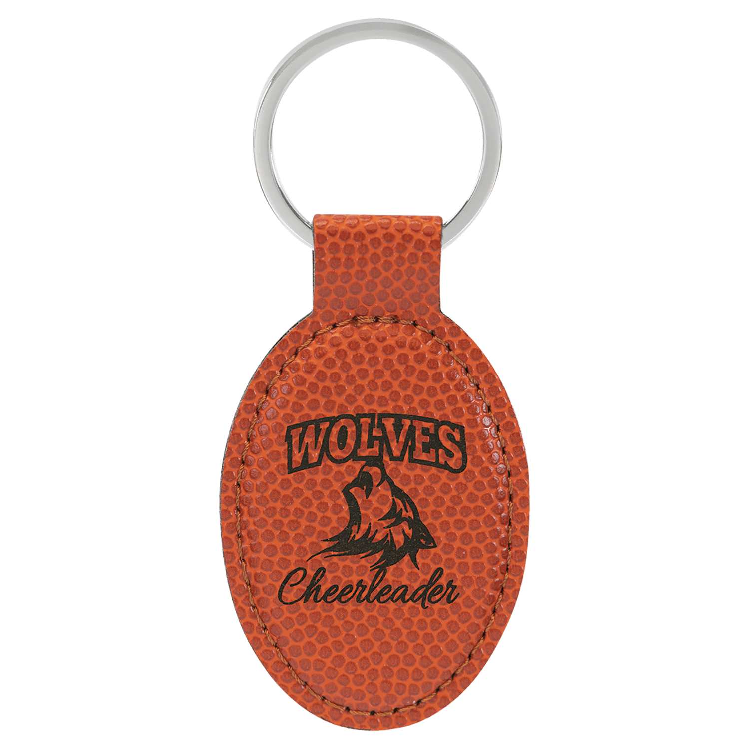 Basketball Leatherette Oval Keychain