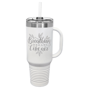 White Polar Camel 40 oz. Travel Mug with Straw and Snap Lid