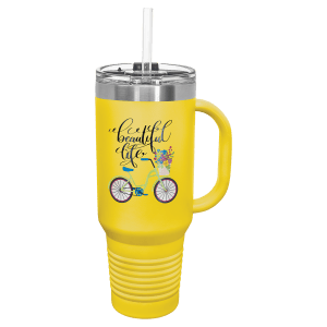 Yellow Polar Camel 40 oz. Travel Mug with Straw and Snap Lid