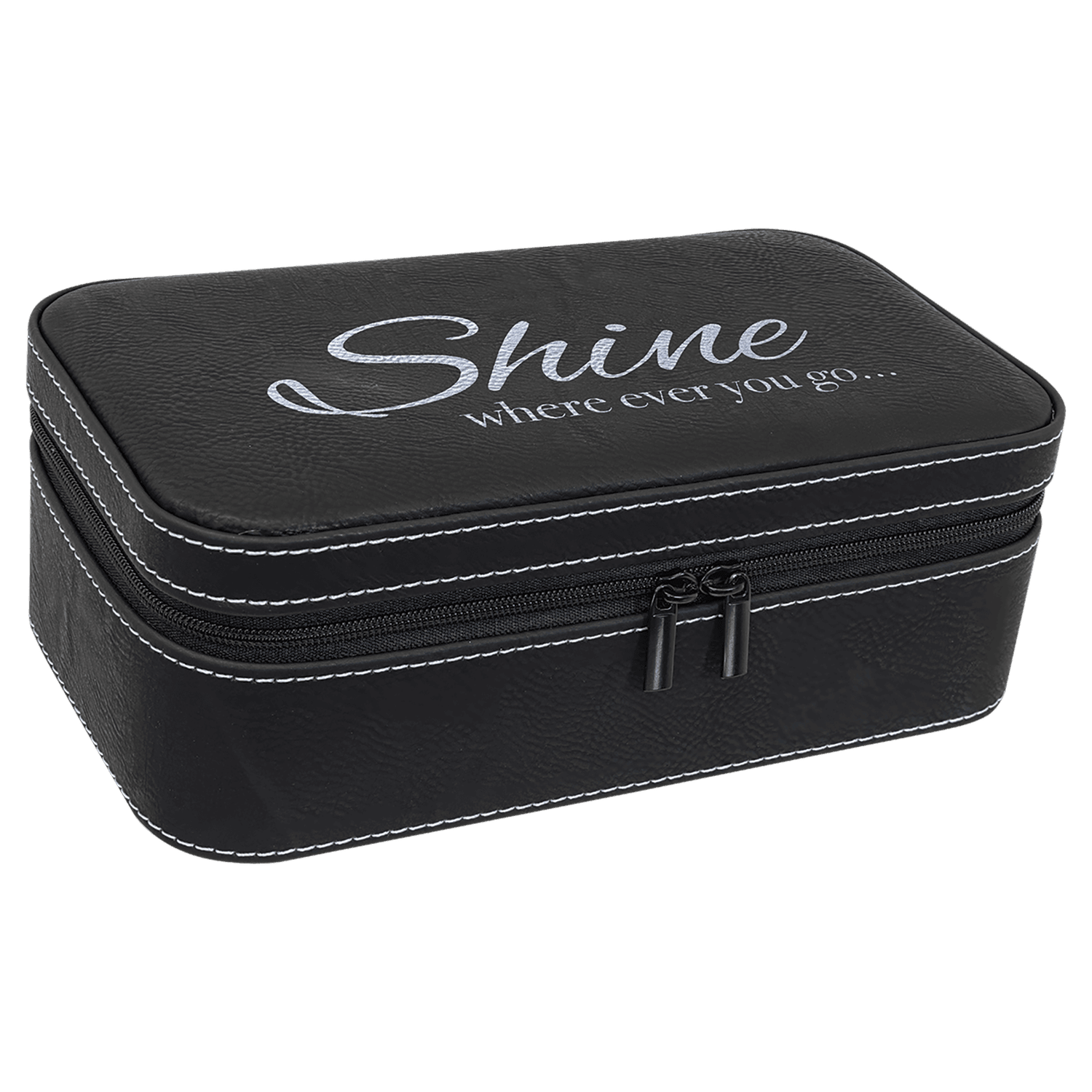 Black/Silver Large Leatherette Jewelry Box