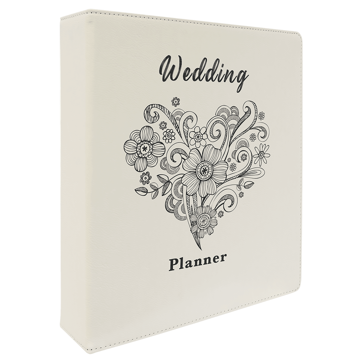 White Leatherette 3-Ring Binder with 2" Slant D Rings