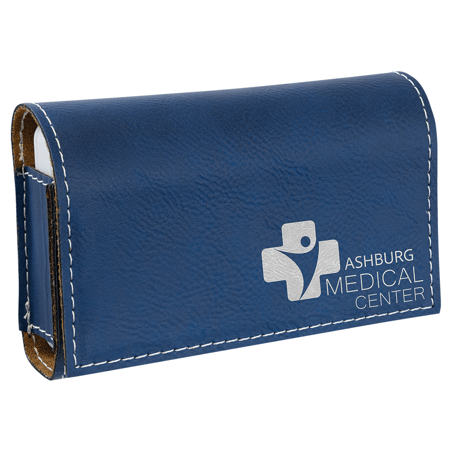 Blue/Silver Lasered Leatherette Pill Box with Separate Adjustable Containers