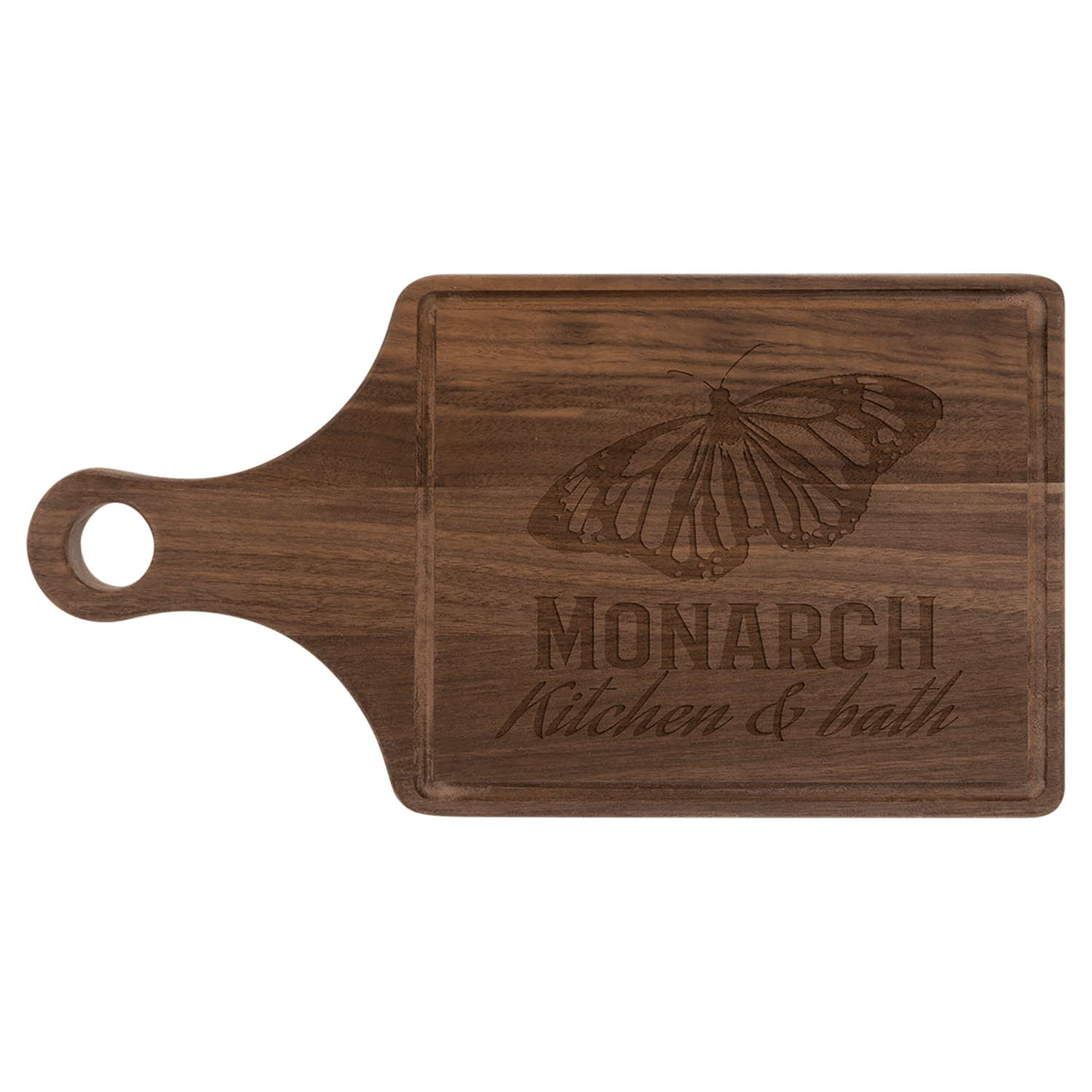 Walnut Paddle Shapled Cutting Board with Drip Ring