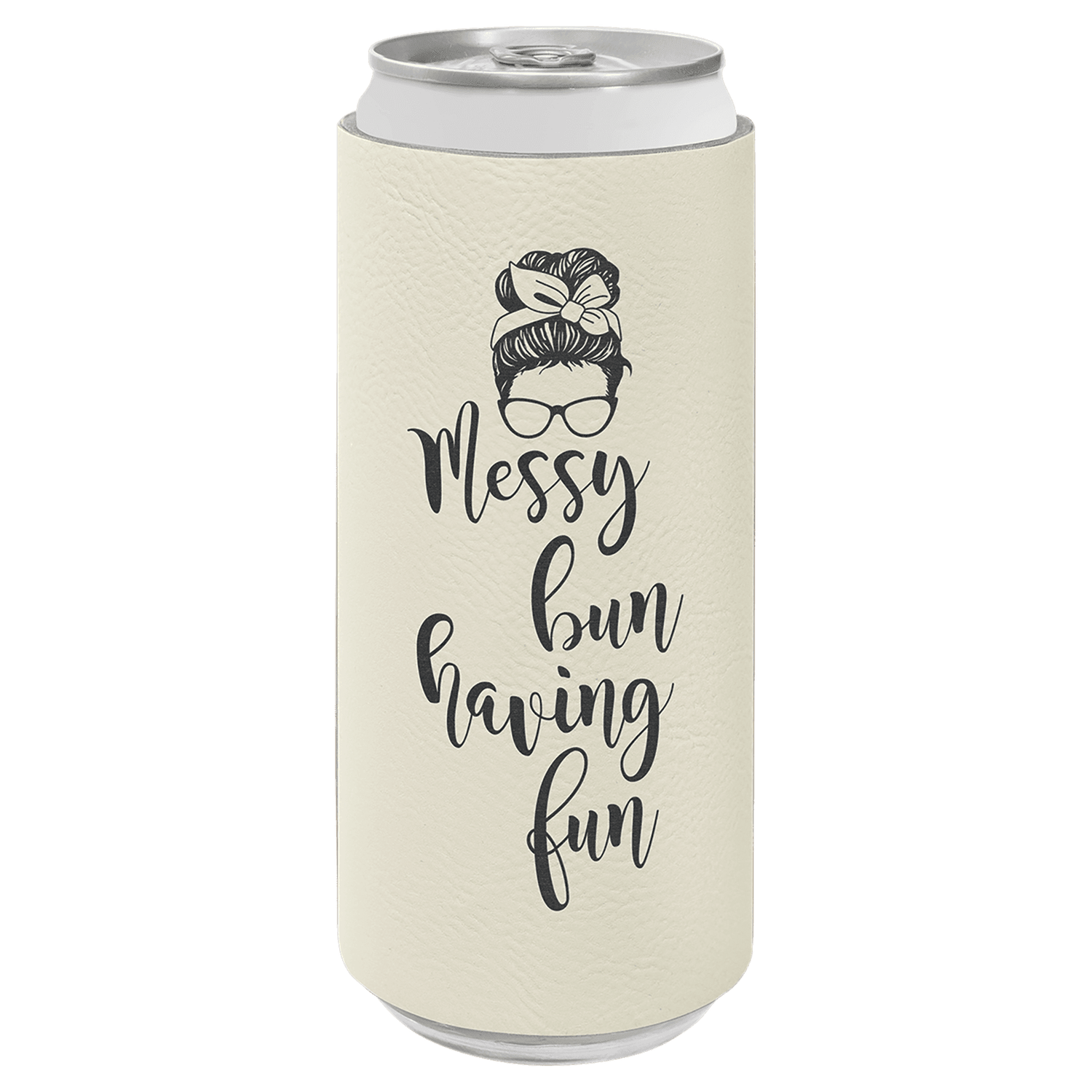 White Leatherette Slim Beverage Holder