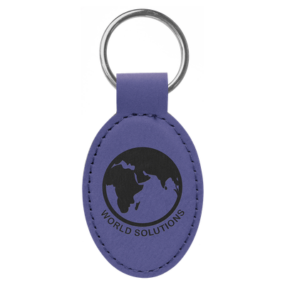 Purple Leatherette Oval Keychain