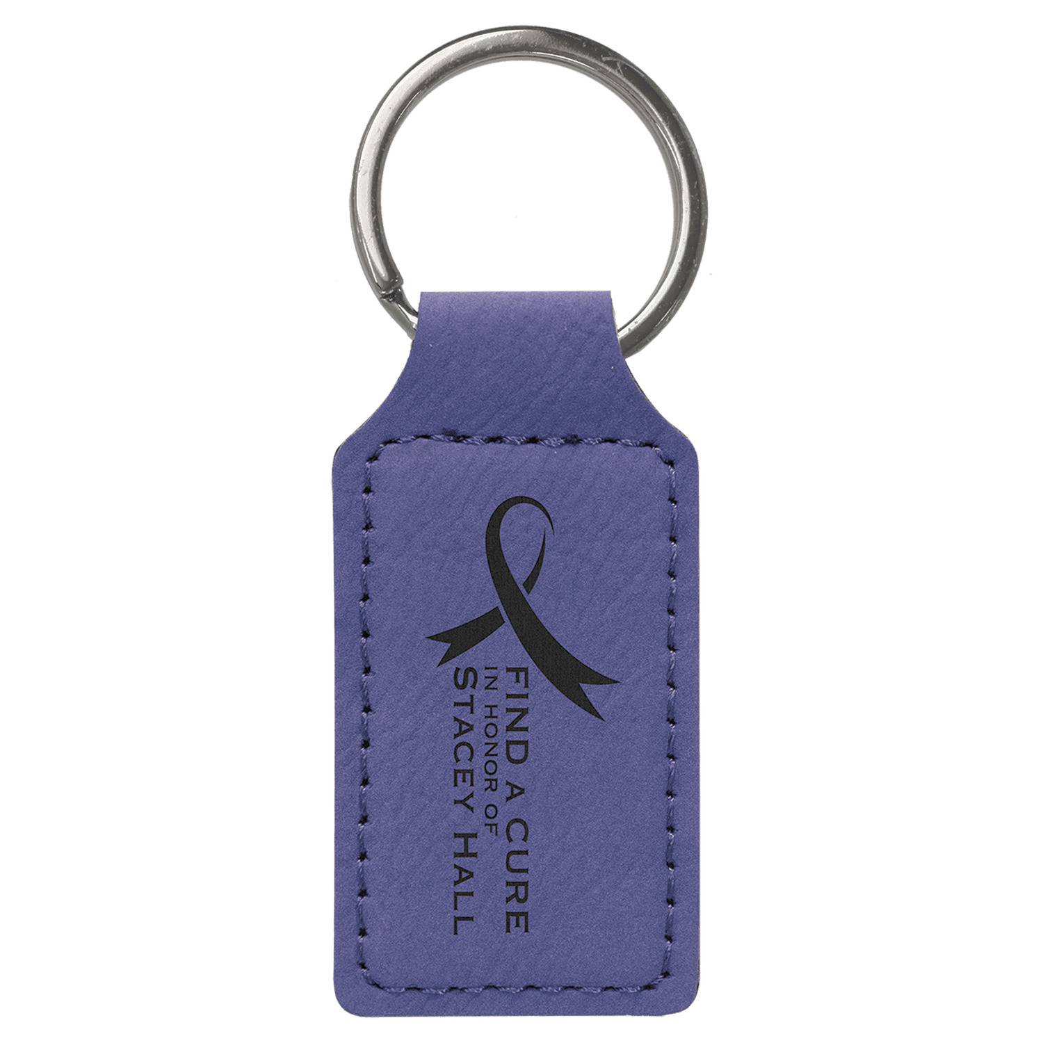 Purple Leatherette Rectangle Keychain
