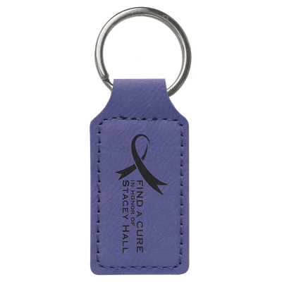 Purple Leatherette Rectangle Keychain