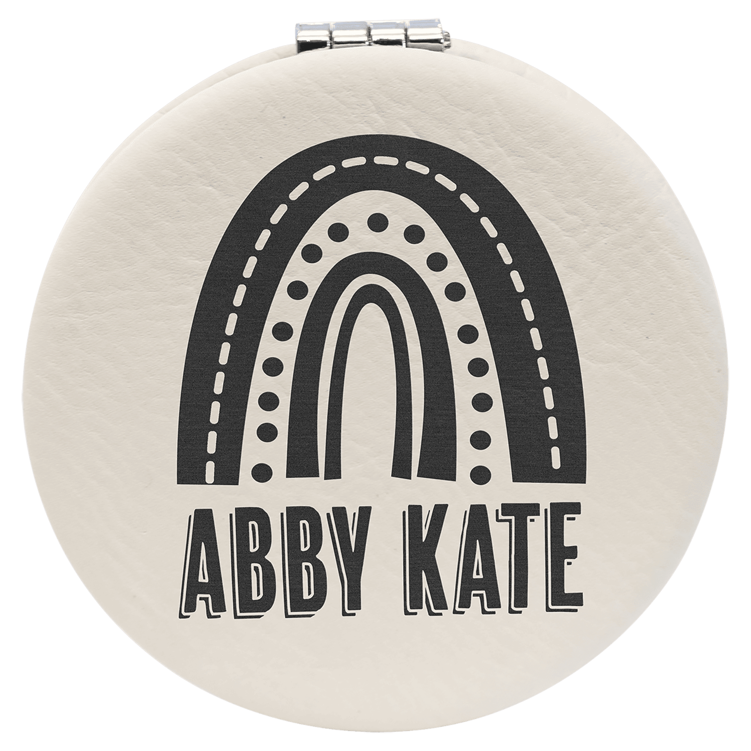 White Leatherette Compact Mirror