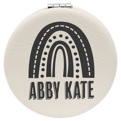 White Leatherette Compact Mirror