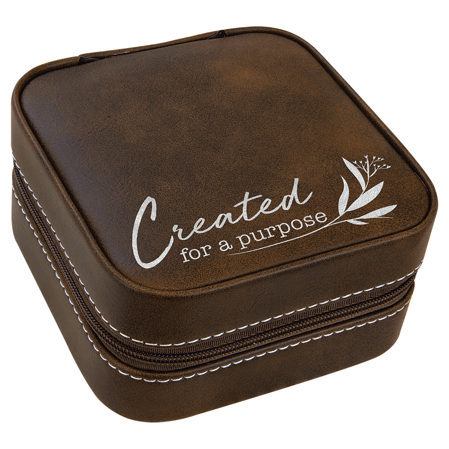 Rustic/Silver Leatherette Travel Jewelry Box with Black Lining