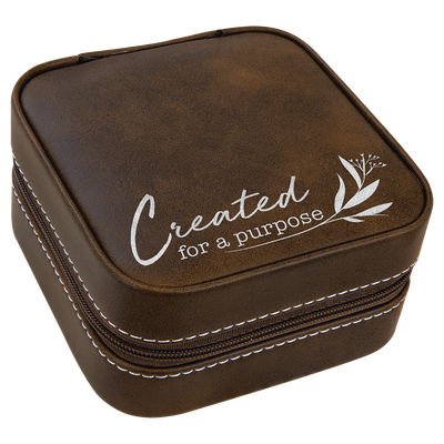 Rustic/Silver Leatherette Travel Jewelry Box with Black Lining