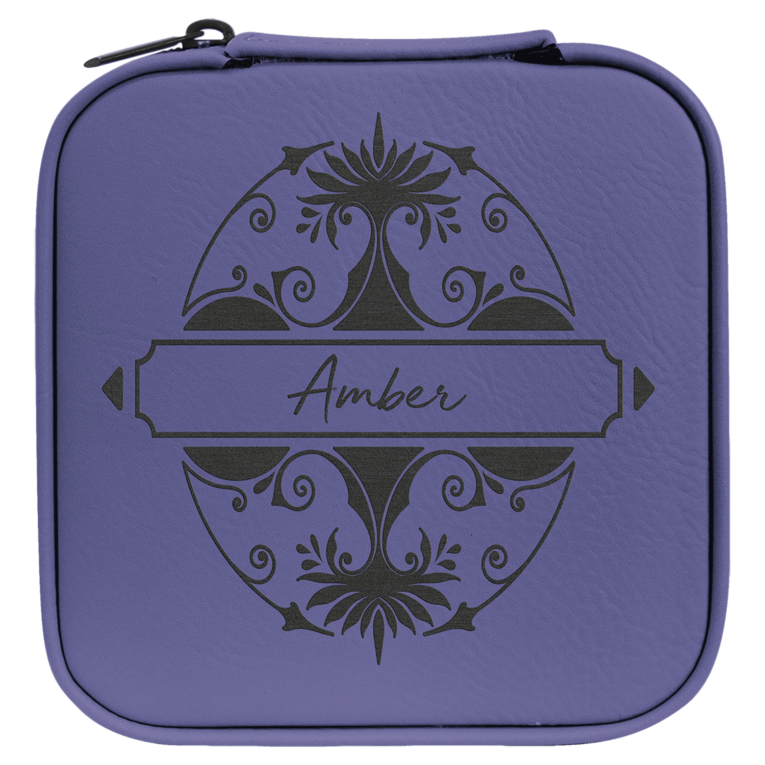 Purple Leatherette Travel Jewelry Box with Black Lining