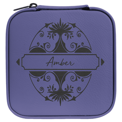Purple Leatherette Travel Jewelry Box with Black Lining