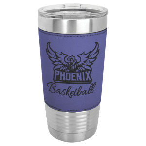 Purple Leatherette Wrapped Polar Camel Tumbler with Clear Lid