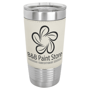 White Leatherette Wrapped Polar Camel Tumbler with Clear Lid