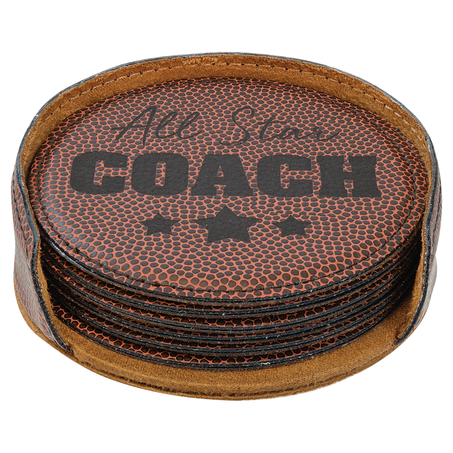 Football Leatherette Round 6 Coaster Set