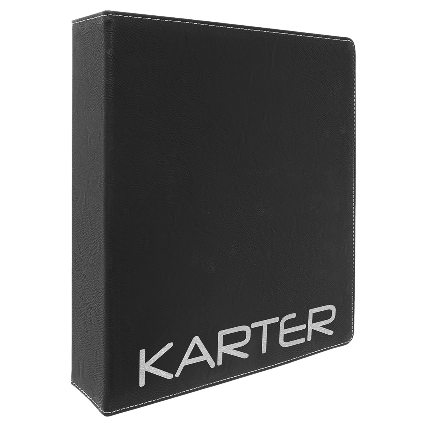 Black/Silver Leatherette 3-Ring Binder with 2" Slant D Rings