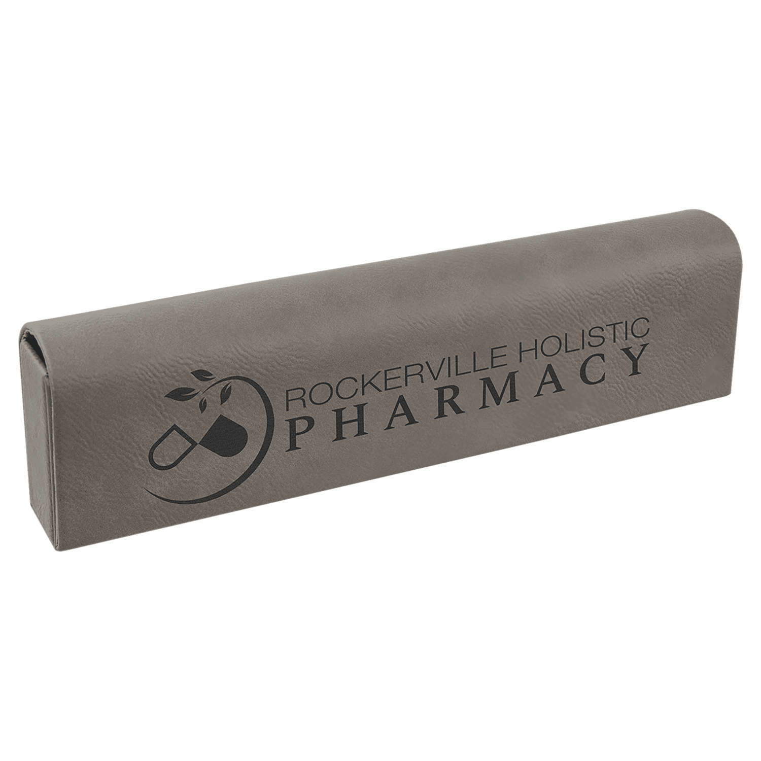 Gray Lasered Leatherette Pill Box with Days of the Week Organizer