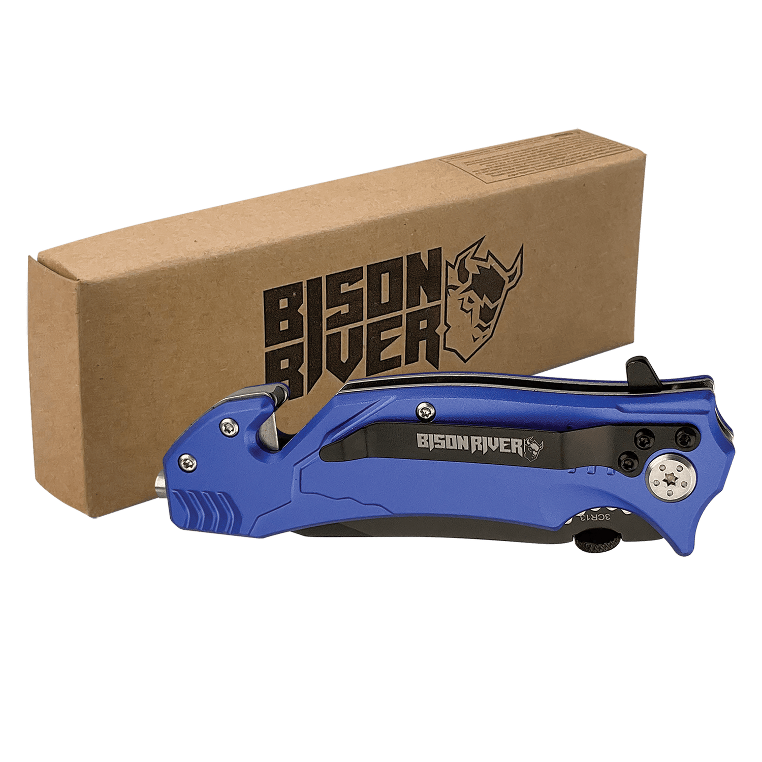 Bison River Blue Anodized Aluminum Rescue Knife