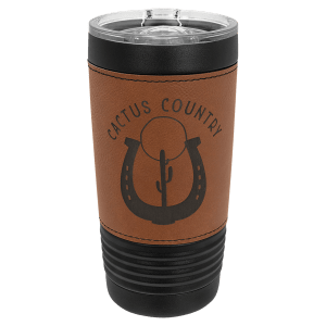 Black with Rawhide Leatherette Wrapped 20 oz. Polar Camel with Slider Lid