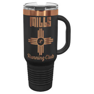 Polar Camel 40 oz. Black/Rose Gold ION-Plated Travel Mug with Straw