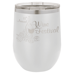 White 12 oz. Polar Camel Stemless Tumbler with Clear Lid