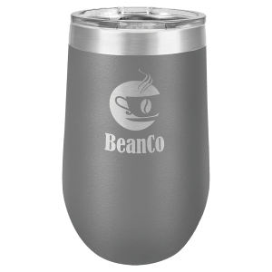 Dark Gray 16 oz. Polar Camel Stemless Tumbler with Clear Lid