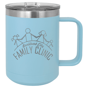 Light Blue Polar Camel 15 oz. Coffee Mug with Clear Slider Lid