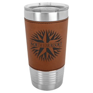 Rawhide Leatherette Wrapped Polar Camel Tumbler with Clear Lid