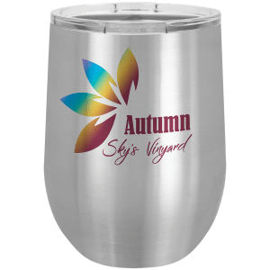 Stainless Steel Full Color Polar Camel 12 oz. Stemless Wine Tumbler w/Clear Lid