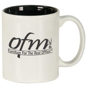 White/Black 11 oz. Round Ceramic Mug