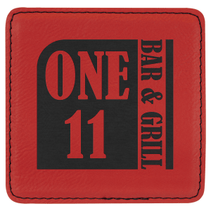 Red Square Leatherette 6-Coaster Set