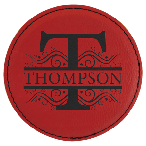 Red Round Leatherette Coaster