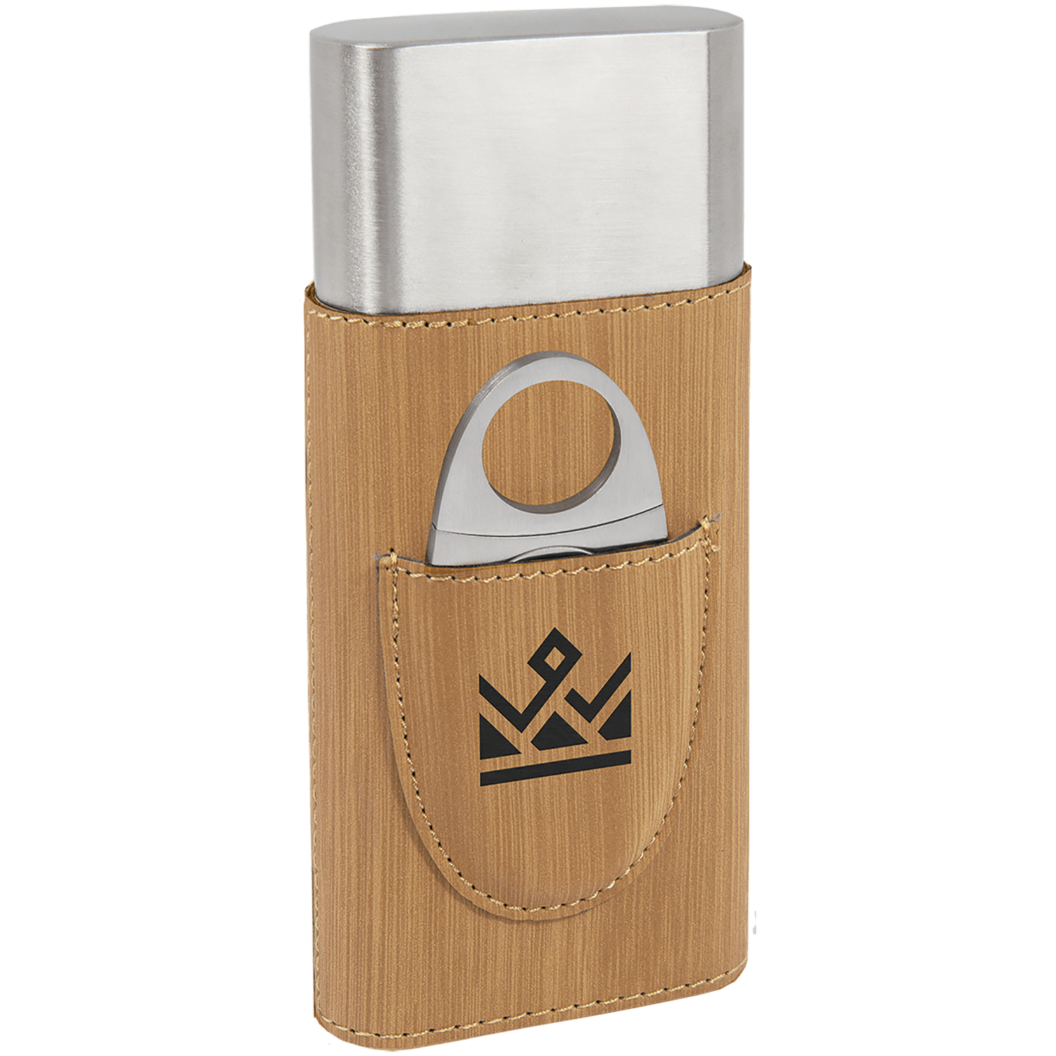 Bamboo Leatherette Cigar Case with Cutter