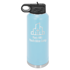 Light Blue 40 oz. Polar Camel Powder Coated Water Bottle