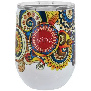 White Full Color Polar Camel 12 oz. Stemless Wine Tumbler w/Clear Lid