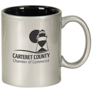 Silver/Black 11 oz. Round Ceramic Mug