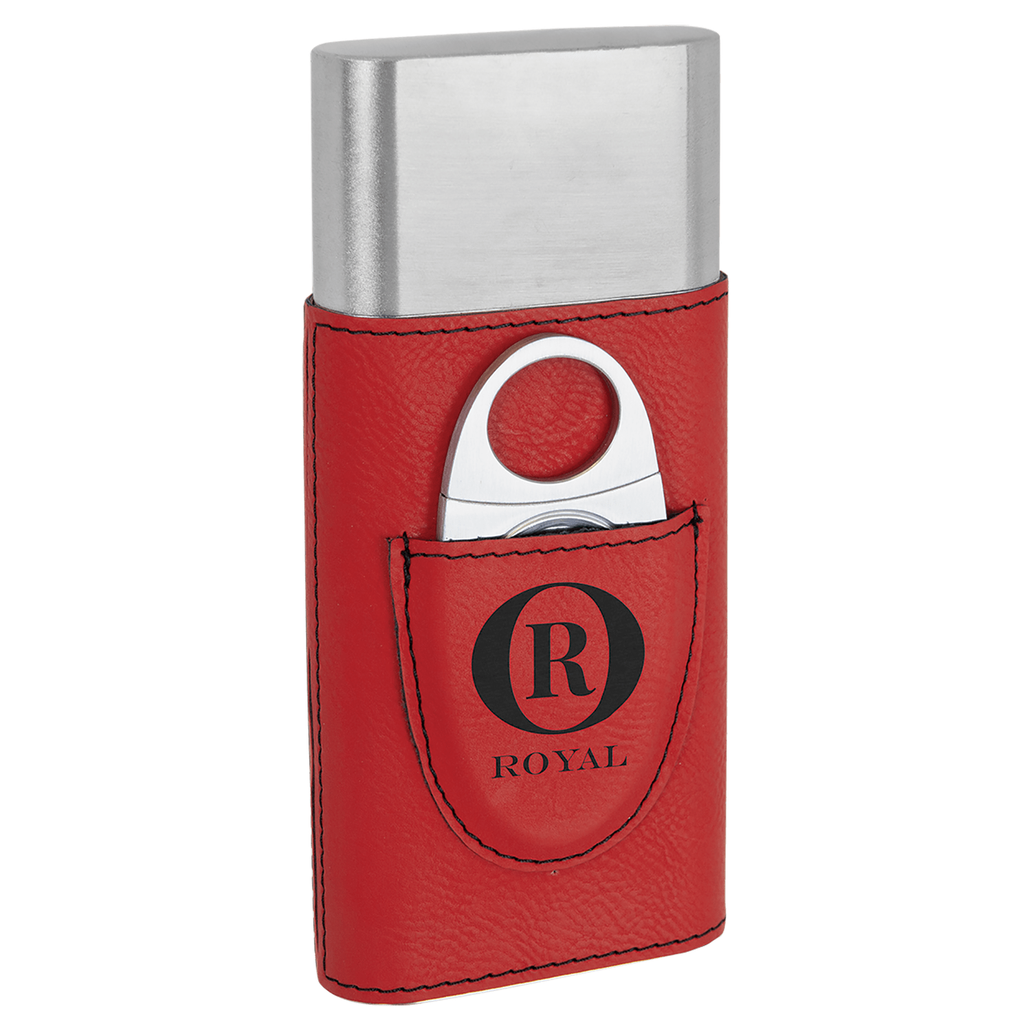 Red Leatherette Cigar Case with Cutter
