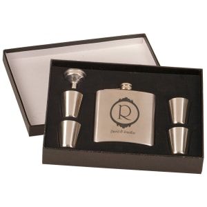 6 oz. Stainless Steel Flask Set with Presentation Box