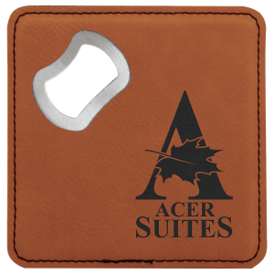 Rawhide Leatherette Coaster with Bottle Opener