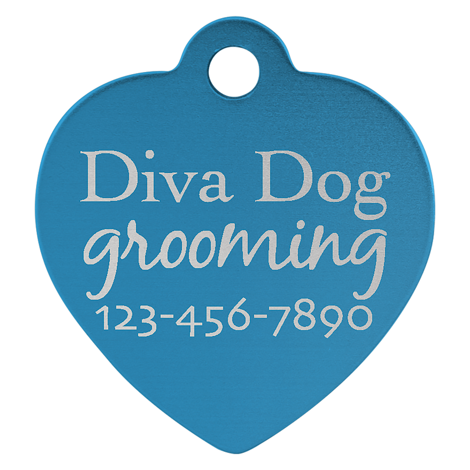 Blue Anodized Aluminum Heart Pet Tag